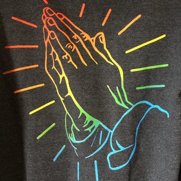 Gwen Stefani Rainbow Anaheim Hillbillies gray pullover hoodie sweat jacket Sz M - Picture 7 of 8